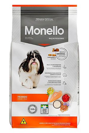 Ração Monello Premium Especial Sabor Frango para Cães Adultos de Raças Pequenas - 1kg, 7kg ou 15kg