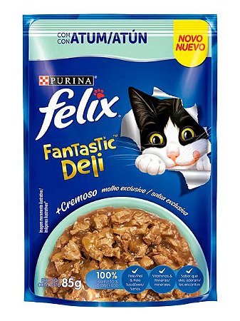Ração Úmida Nestlé Purina Felix Sachê Fantastic Deli Sabor Atum para Gatos Adultos - 85g
