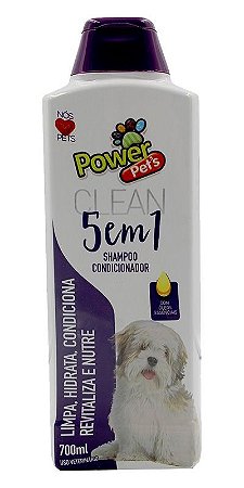 Shampoo e Condicionador Power Pets Clean 5 em 1 para Cachorro - 700ml