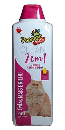 Shampoo e Condicionador Power Pets Clean 2 em 1 para Gatos - 700ml