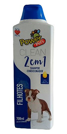 Shampoo e Condicionador Power Pets Clean 2 em 1 para Cães Filhotes - 700ml