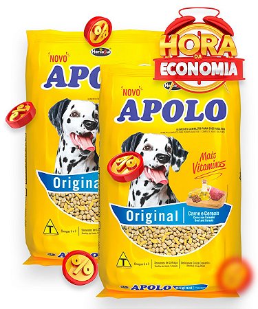 Ração Apolo Original Sabor Natural de Carne com Cereais para Cães Adultos - Combo com 40kg (2x 20Kg)