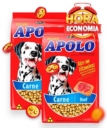 Ração Apolo Sabor Carne para Cães Adultos de Todas as Raças - Combo com 40kg (2x 20Kg)