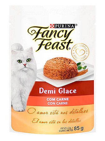 Ração Úmida Purina Fancy Feast Sachê Demi Glace Sabor Carne para Gatos Adultos - 85g