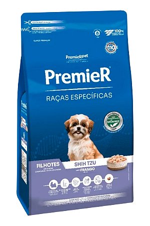 Ração Premier Super Premium Raças Específicas Shih Tzu Sabor Frango para Cães Filhotes - 1kg ou 2,5kg