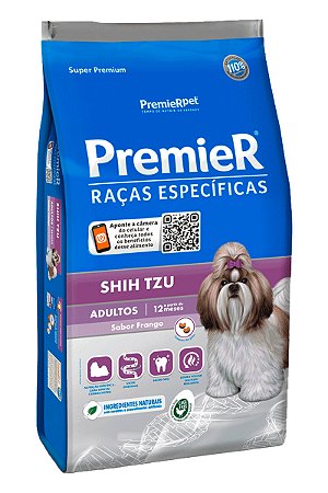 Ração Premier Super Premium Raças Específicas Shih Tzu Sabor Frango para Cães Adultos - 1kg, 2,5kg ou 7,5kg