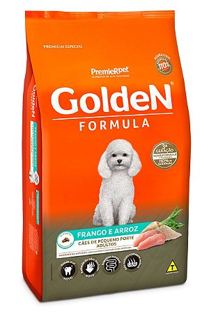 Ração Golden Formula Frango e Arroz Mini Bits para Cães Adultos de Raças Pequenas - 3kg, 10,1kg ou 15Kg