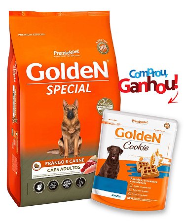 Ração Golden Special para Cães Adultos Frango e Carne - 15kg + Brinde ou 20Kg + Brinde