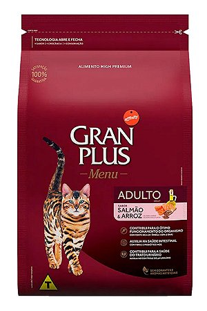 Ração GranPlus Menu Super Premium Sabor Salmão e Arroz para Gatos Adultos - 10,1kg