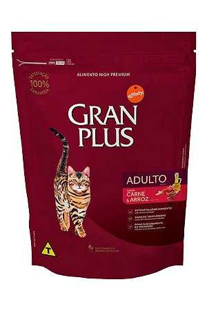 Ração GranPlus Menu Super Premium Sabor Carne e Arroz para Gatos Adultos - 3kg