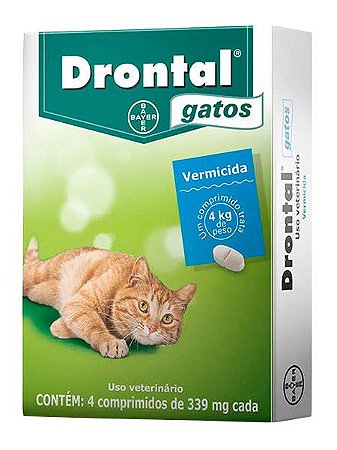 Vermífugo Drontal para Gatos Filhotes e Adultos até 4Kg - 4 Comprimidos