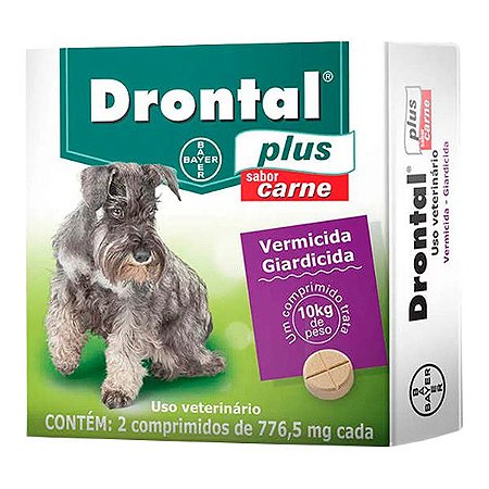Vermífugo Drontal Plus Sabor Carne para Cães até 10Kg - 2 Comprimidos