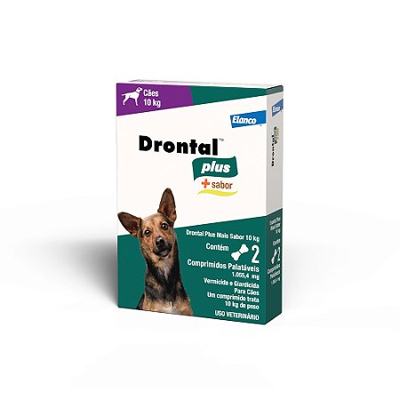 Vermífugo Drontal Plus Sabor Carne para Cães até 10Kg - 2 Comprimidos