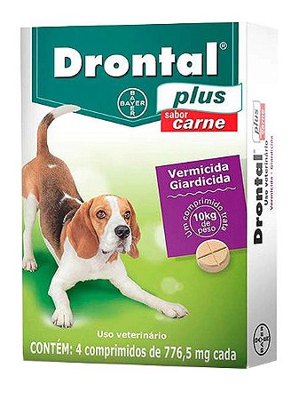 Vermífugo Drontal Plus Sabor Carne para Cães até 10Kg - 4 Comprimidos