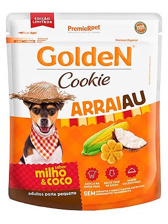 Biscoito Golden Cookie Arraiau Sabor Milho e Coco para Cães Adultos Porte Pequeno - 350g