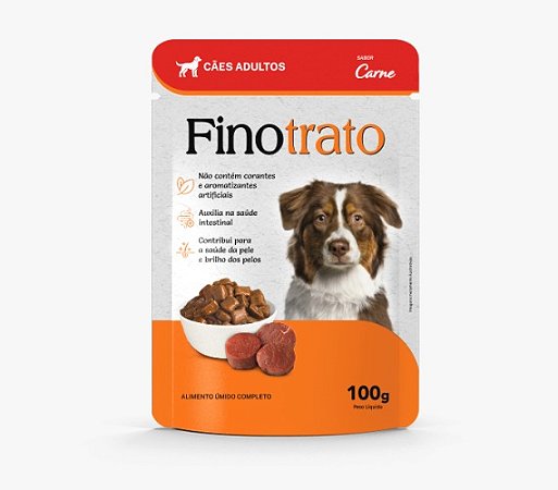 Ração Úmida Finotrato Super Premium Sachê Sabor Carne ao Molho para Cães Adultos - 100g