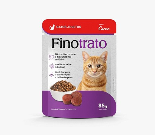 Ração Úmida Finotrato Super Premium Sachê Sabor Carne ao Molho para Gatos Adultos - 85g