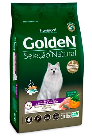Ração GoldeN Seleção Natural para Cães Adultos Raças Pequenas Sabor Frango com Abóbora e Alecrim - 10,1kg
