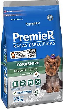Ração Premier Super Premium Raças Específicas Yorkshire Sabor Frango para Cães Adultos - 1kg, 2,5kg ou 7,5kg