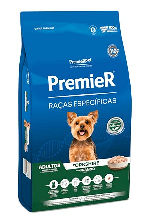Ração Premier Super Premium Raças Específicas Yorkshire Sabor Frango para Cães Adultos - 1kg, 2,5kg ou 7,5kg