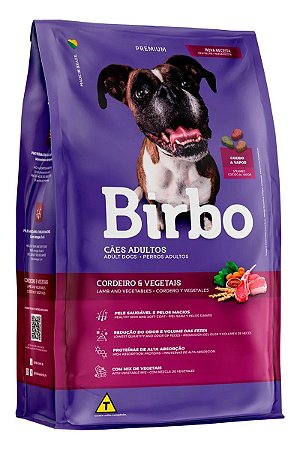 Ração Birbo Premium Sabor Cordeiro e Vegetais para Cães Adultos - 7Kg ou 15Kg