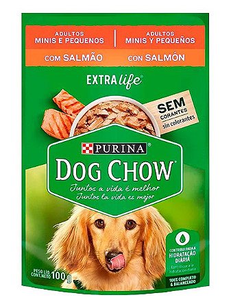 Ração Úmida Nestlé Purina Dog Chow Sachê Sabor Salmão para Cães Adultos Raças Minis e Pequenas - 100g