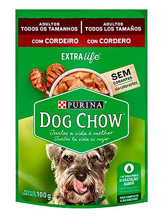 Ração Úmida Nestlé Purina Dog Chow Sachê Sabor Cordeiro para Cães Adultos de Todos os Tamanhos - 100g