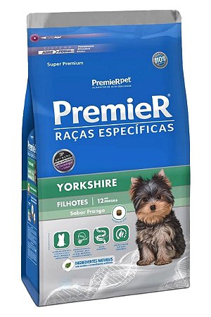 Ração Premier Super Premium Raças Específicas Yorkshire Sabor Frango para Cães Filhotes - 1kg ou 2,5kg