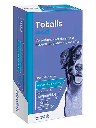 Vermífugo Biovet Totalis Maxi para Cães até 30kg - 2 Comprimidos