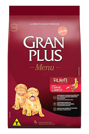 Ração GranPlus High Premium Sabor Carne e Arroz para Cães Filhotes - 3Kg ou 15kg