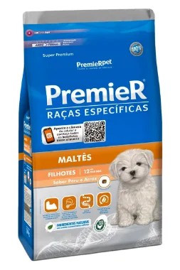 Ração Premier Raças Específicas Maltês para Cães Filhotes Sabor Peru e Arroz - 1kg ou 2,5kg