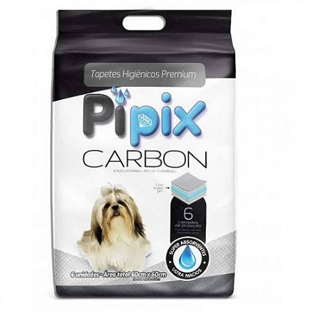 Tapete Higiênico Pipix Carbon 60x60 Para Cães Super Absorvente com 6 ou 30 unidades