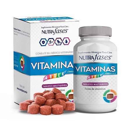 Suplemento Alimentar Nutrafases Vitaminas para Cães - 20 Tabletes