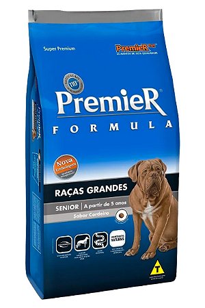 Ração Premier Super Premium Formula Sabor Cordeiro para Cães Sênior 5 anos + de Raças Grandes - 15kg
