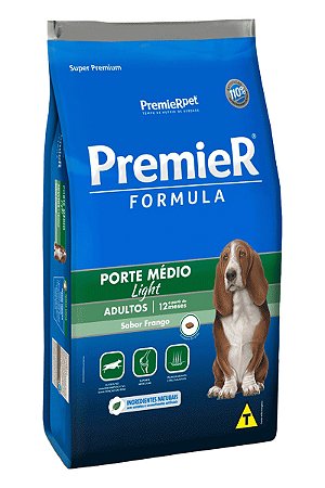 Ração Premier Light Formula Sabor Frango para Cães Adultos de Raças Médias - 15kg