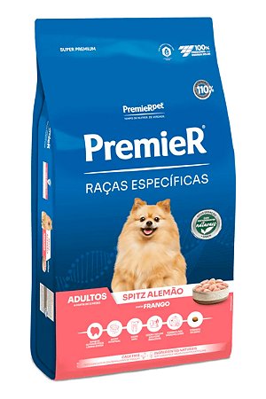 Ração Premier Super Premium Raças Específicas Spitz Alemão Sabor Frango para Cães Adultos - 1kg ou 2,5kg