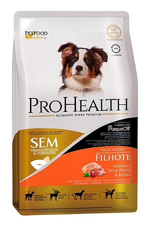 Ração ProHealth Super Premium Sabor Frango, Erva-Doce e Romã para Cães Filhotes de Raças Médias - 2,5kg