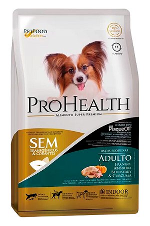 Ração ProHealth Super Premium Sabor Frango, Abóbora, Blueberry e Cúrcuma para Cães Adultos de Raças Pequenas - 1kg ou 2,5kg