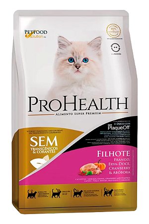 Ração ProHealth Super Premium Sabor Frango, Erva-Doce, Cranberry e Abóbora para Gatos Filhotes - 500g ou 1kg