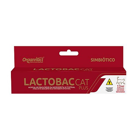 Suplemento Probiótico e Prebiótico Lactobac Cat Organnact para Gatos - 12ml