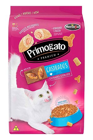 Ração Primogato Premium Sabor Frango para Gatos Castrados - 10,1kg ou 15kg