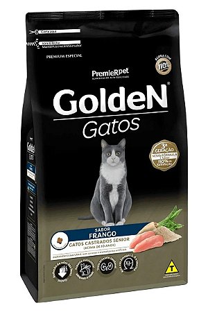 Ração Golden Sabor Frango para Gatos Castrados Sênior - 1kg ou 3kg