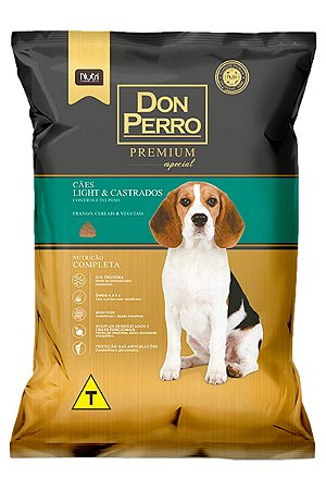 Ração Don Perro Light Premium Especial Sabor Frango, Cereais e Vegetais para Cães Adultos Castrados - 7kg