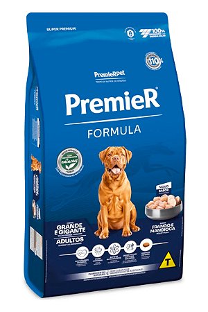 Ração Premier Super Premium Formula Sabor Frango e Mandioca para Cães Adultos de Portes Grandes e Gigantes - 15kg ou 20kg