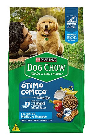 Ração Nestlé Purina Dog Chow Sabor Carne, Frango e Arroz para Cães Filhotes Médios e Grandes - 3kg ou 15kg
