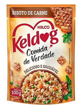 Ração Úmida Keldog Kelco Sachê Comida de Verdade Sabor Risoto de Carne para Cães Adultos - 100g