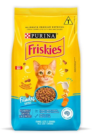 Ração Nestlé Purina Friskies Sabor Frango, Leite e Cenoura para Gatos Filhotes - 1kg ou 10,1kg