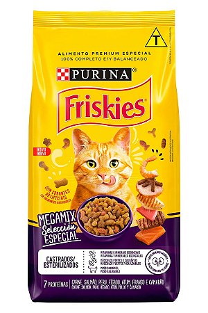 Ração Nestlé Purina Friskies Megamix Selección Especial para Gatos Adultos Castrados - 1kg, 3kg ou 10,1kg