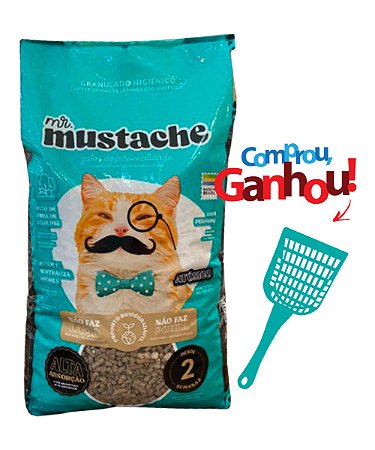 Granulado Higiênico Mr. Mustache Biodegradável para Gatos - 1,3kg + Brinde