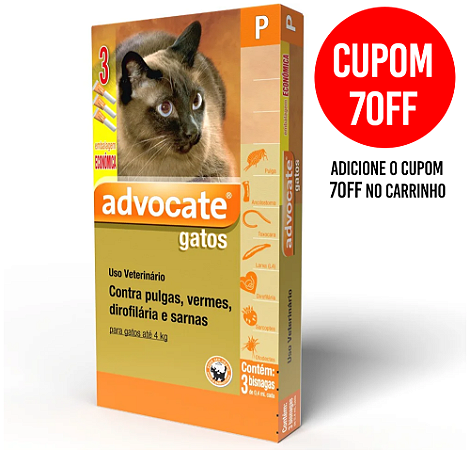 Antipulgas Advocate para Gatos de até 4kg com 1 Bisnaga avulsa de 0,4 mL - Elanco